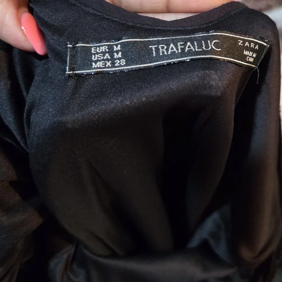 Zara Black Shimmer Mini Dress Size M - Picture 5 of 6